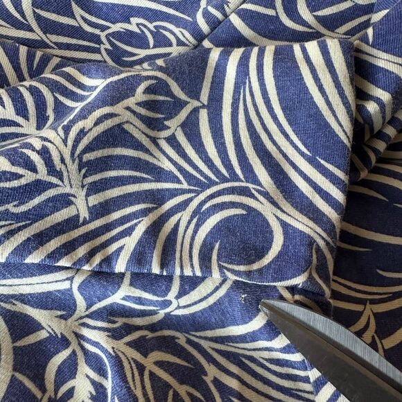 Effies Heart Leaf Print Jersey Circle Midi Skirt Pockets Retro Style Blue Size L - Picture 5 of 8